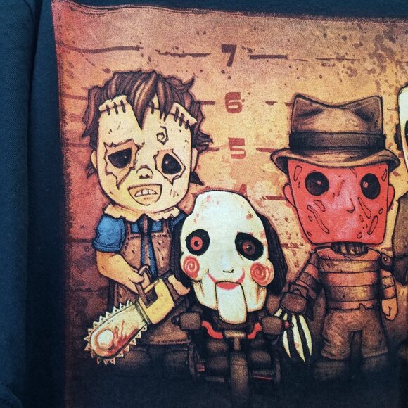 Church Horror T-Shirt Men's 2XL Movies Killer Line Up Black Freddy Jason Cosplay - Picture 5 of 11